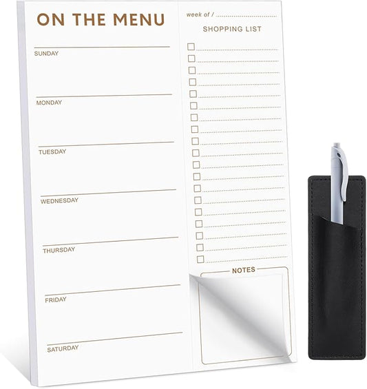 Meal Planner for fridge with Pen Holder, 60 Sheets 7x10'' Magnetic Meal Planner and Grocery List with Tear off Shopping List for Meal Planning and Shopping, Simple