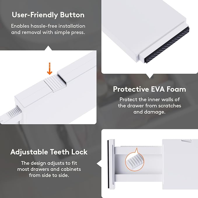 Lifewit 8 Pack Drawer Dividers Plastic 4" High, 13.5-22" Adjustable Drawer Organizers for Clothes, Expandable Dresser Separators in Bedroom/Bathroom/Kitchen/Fridge/Office Organization and Storage