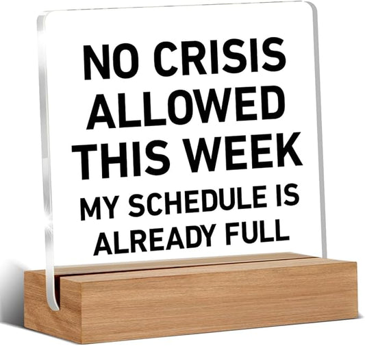 Boss Day Gifts, Cool Gifts for Bosses Women Men, Funny Boss Gift for Manager Coworker, No Crisis Allowed This Week Office Decorative Signs Plaque for Desk