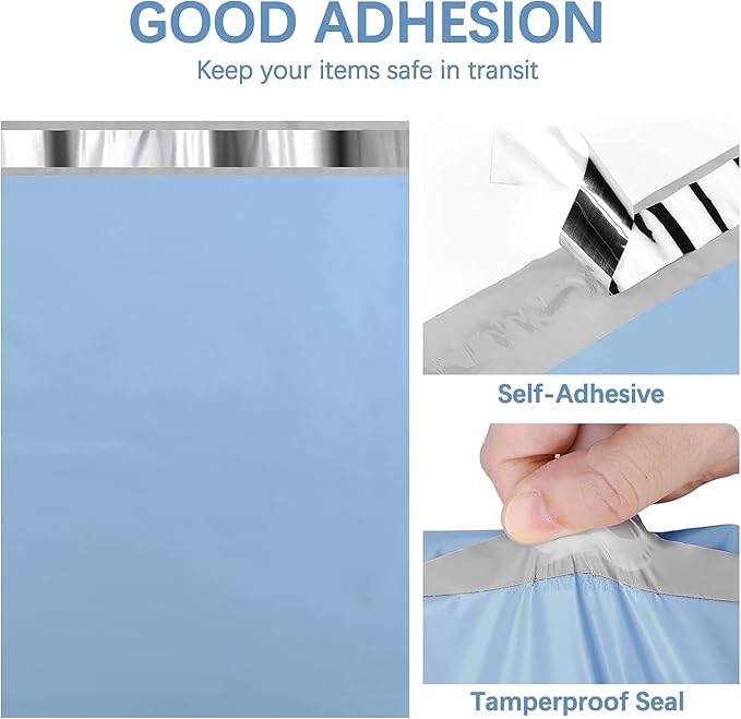 Metronic Poly Mailers 12x15.5 100 Pack, Medium Size Shipping Bags for Clothing, Strong Self-Seal Mailers Poly Bags Shipping Envelopes, Thick Mailing Bags Package Bags for Small Business, Blue