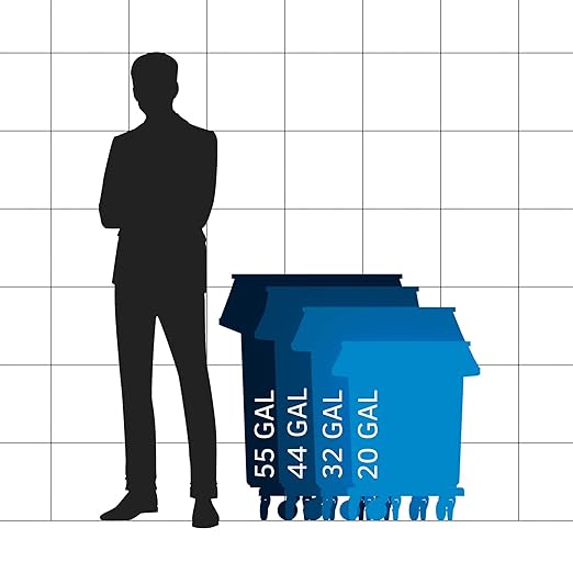 55 Gallon Blue Round Commercial Trash Can with Lid and Dolly