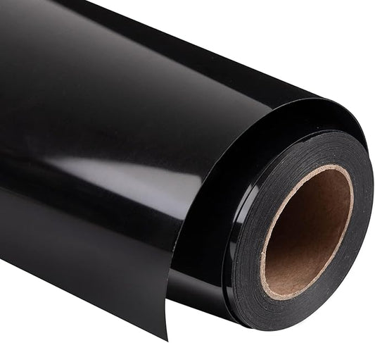 VINYL FROG Heat Transfer Vinyl Roll HTV Vinyl - 12" x12ft Black Iron on Vinyl for T-Shirts, Heat Press Vinyl for DIY Craft Designs (Black)