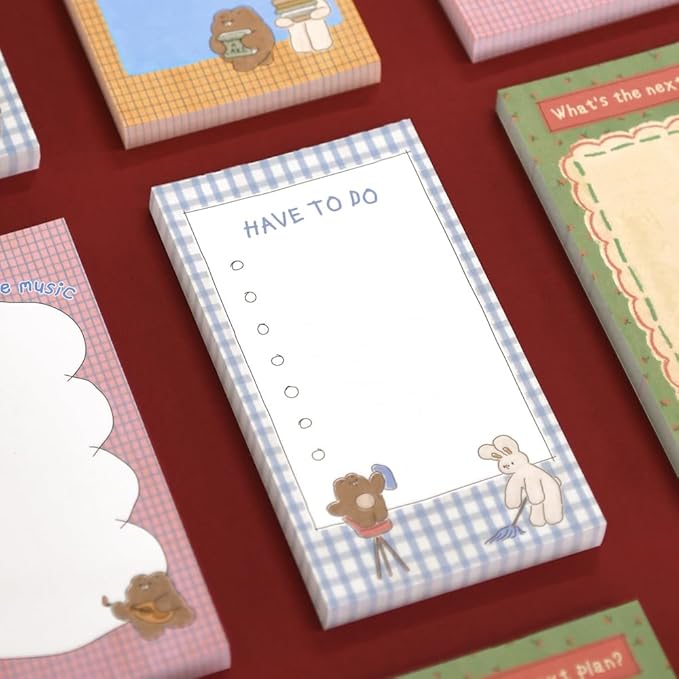 Monolike Memopad Unmatched Friends Series.1 4P SET - 4 Packs, 4 Different Designs, 80 Sheets Per Pad, Total 320 Sheets, Note pads, Writing pads, 80x148mm