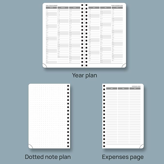 POPRUN 2026 Planner (Pocket Size 4''x 6.25'' Wire-Bond Hard Cover) Calendar Weekly and Monthly (Jan.2026-Dec.2026) Small Planner with Hourly Time Slots, for Purse, 100 GSM - Light Yellow