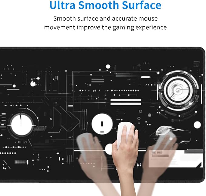 Mechanical Mouse Pad 31.5 X 11.8 Inch Big Desk Rubber Base Stitched Edges Keyboard Pad Spaceship XXL Mouse Mat for Home Game and Office