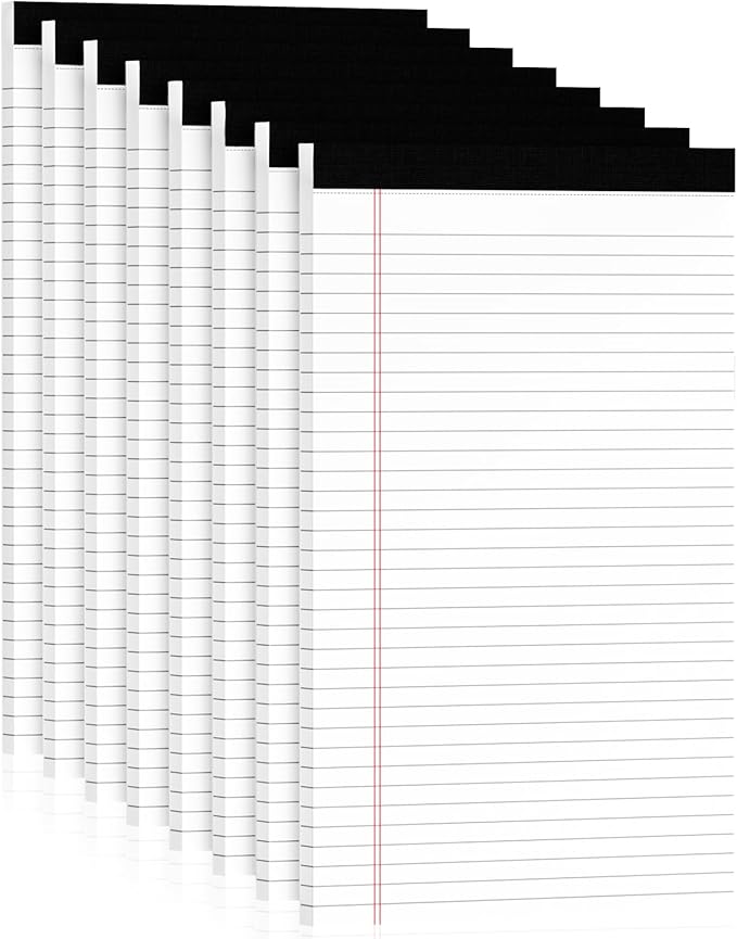 Legal Pads 8.5 x 14 Note Pads, 8 Pack White Paper Pads 8.5''x 14'', Wide Ruled Notebook Pad, Lined Pads of Paper Writing Pads, White Notepads 8.5 x 14, Double Sided, Cardboard Backing, 30 Sheets/Pad