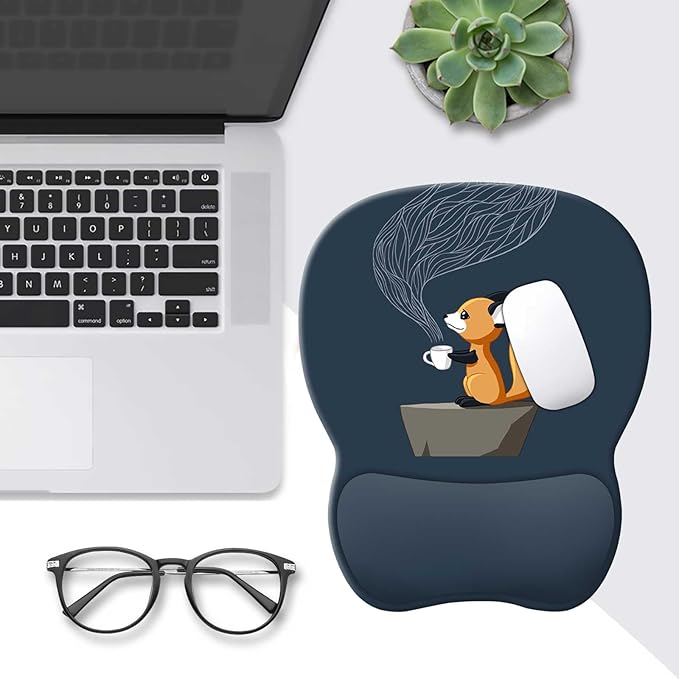 Cute Ergonomic Gel Mouse Pad with Wrist Rest, Gaming Non-Slip PU Base for Computer Office, Comfortable Laptop Desk Accessories Decor