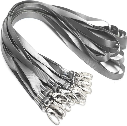 10pack Lanyards for Id Badges Holder Bulk Lanyard with Clip Swivel Hooks for Name Tag ID Badge Holder,Students, Employees (10, Grey)