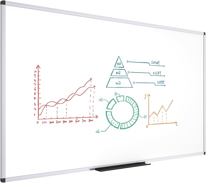VIZ-PRO Dry Erase Board/Magnetic Whiteboard, 96 x 40 Inches, Large Wall Mounted Board for School Office and Home