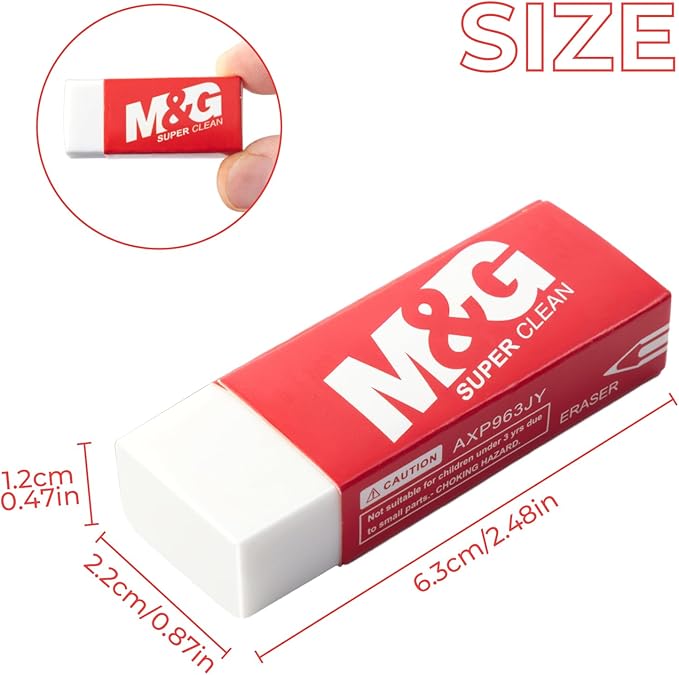 M&G Pencil Eraser for Kids, 20 Pack, White Erasers Bulk, Erasers for Artists, Drawing Erasers for Sketching, Large Eraser, Pencil Erasers, Art Erasers for Drawing, School Erasers Office Supplies