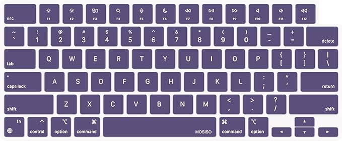 MOSISO Keyboard Cover Skin Compatible with MacBook Air 15 inch M3 A3114 M2 A2941/Air 13.6 A3113 A2681/Pro 14/16 M4 M3 M2 M1, Imperial Purple