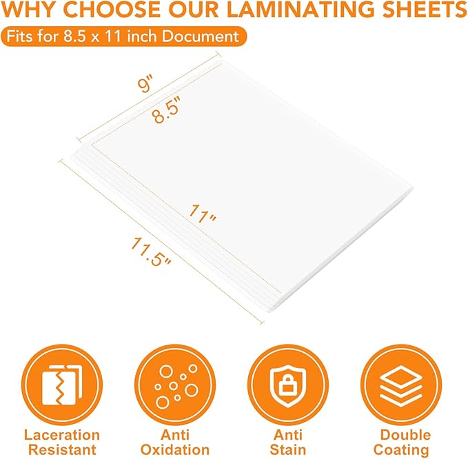 CAREGY Thermal Laminating Pouches, Holds 8.5 x 11 Inch Sheets,1200 Pack Laminating Sheets, 3 Mil, 9 x 11.5 Inches Lamination Sheet Paper for Laminator, Clear, Letter Size, Office and School Supplies