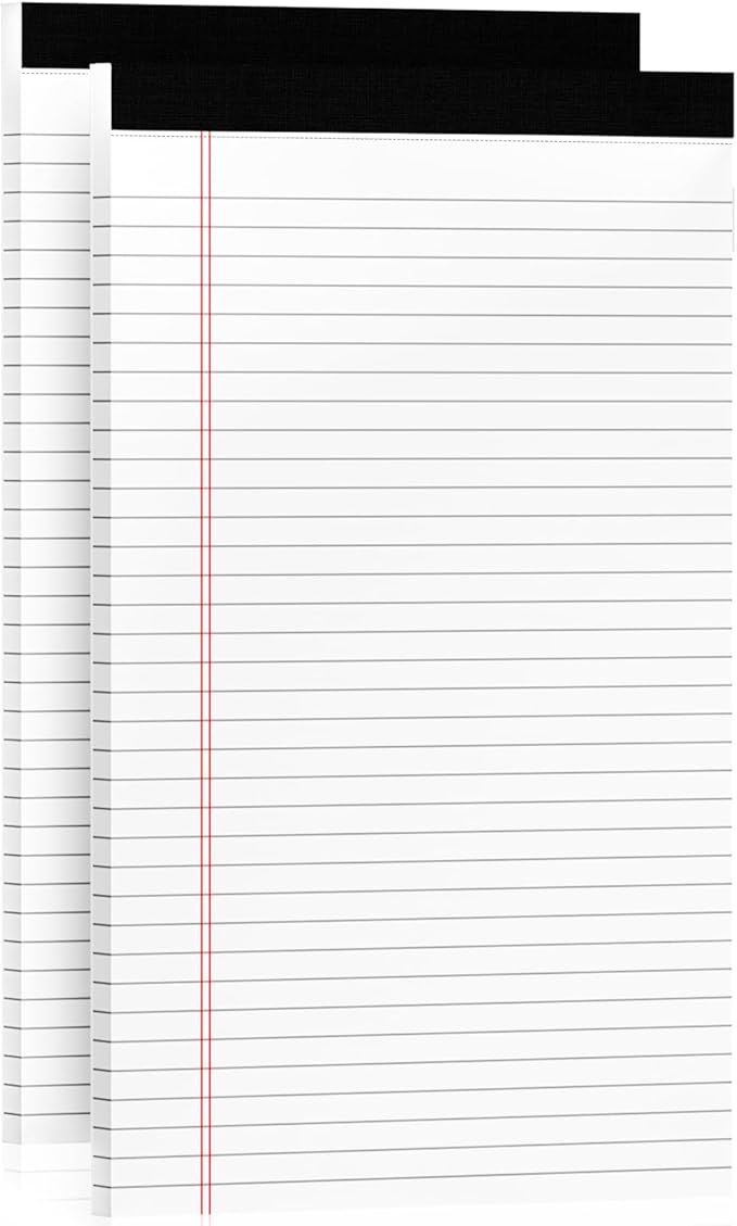 Legal Pads 8.5 x 14 White Wide Ruled, 2 Pack Legal Note Pads 8.5 x 14 Notepad, Lined Paper Pads 8.5 x 14, Lined Tablets Writing Pads, Lined Writing Note Pad, White 70 GSM Pads Of Paper, 30 Sheets/Pad