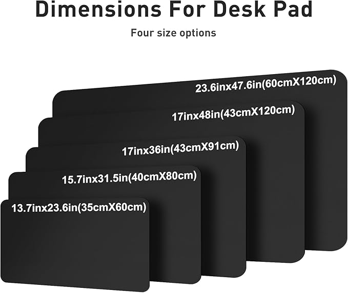 Aothia Faux Leather Desk Mat – Large Mouse Pad, Non-Slip PU Leather Blotter, Waterproof Writing Surface for Office and Home (Black, 47.2" x 23.6")