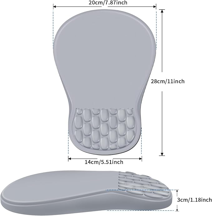 YIWEI Ergonomic Mouse Pad with Wrist Rest Support, Mousepad with Comfortable Memory Foam Wrist Rest and Non-Slip PU Base for Pain Relief, Computer, Laptop, Office, Home (Light Gray)