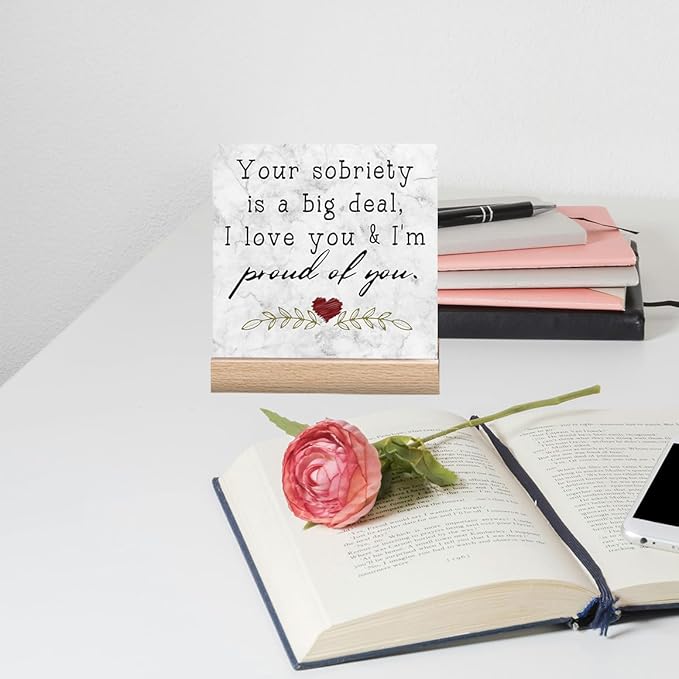 Inspirational Desk Decor Sign Sobriety Gifts One Year Sober Gifts For Women Motivational Desk Signs Gift For Recovery Gifts For Men Your Sobriety Is A Big Deal I Love You And I'm Proud Of You Sign