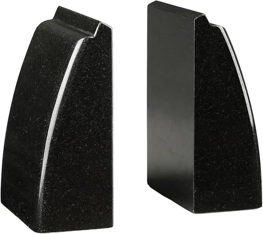 Koville Granite Bookends for Shelves, 10Lbs Large Bookends for Heavy Books, Non-Slip Heavy Duty Book Stopper for CD/Movies, Aesthetic Decorative Book Ends for Bookshelf Table Home Office(Black)