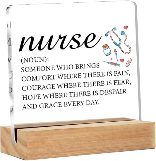 Nurse Gifts for Men Women, Nursing Gifts for Coworkers Students Graduation, Nurse Definition Clear Acrylic Desk Decorative Sign for Home Office, 4 x 4 Inches