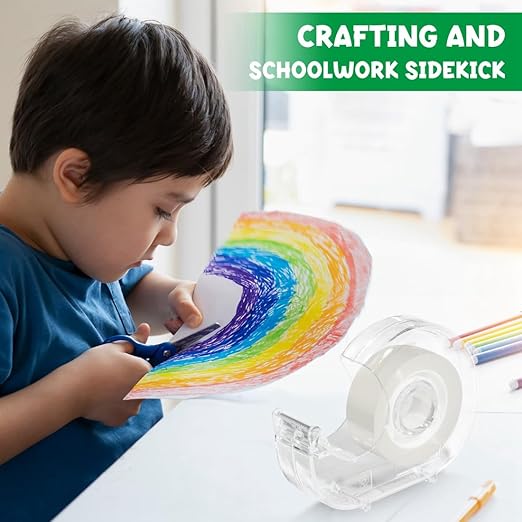 Clear Tape Rolls-12 Pack Transparent Tape Bulk with Dispensers-7/10 X 1000 Inches Glossy Office Tape for School Store