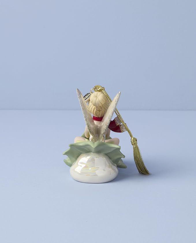 Lenox Ornament, 2025 Tinker Bell Sledding Ornament, Porcelain with Gold Accents, Hanging Cord for Christmas Tree Decoration, Christmas Decorations, Holiday Decor, Disney Design, Winter Decor (1 Piece)