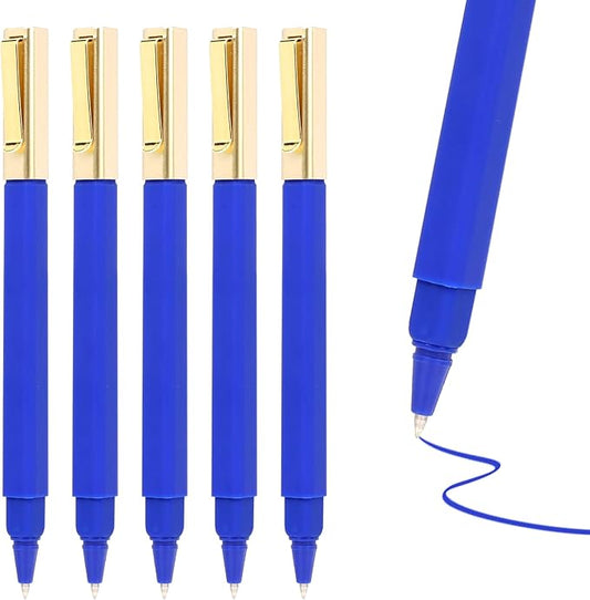 6 Pack Gel Pens Blue 0.5 mm Medium Point Blue Gel Ink Pens with Cap Quick Drying Ballpoint Pen Smooth Writing Fine Point Pen for Journaling School Office Supplies