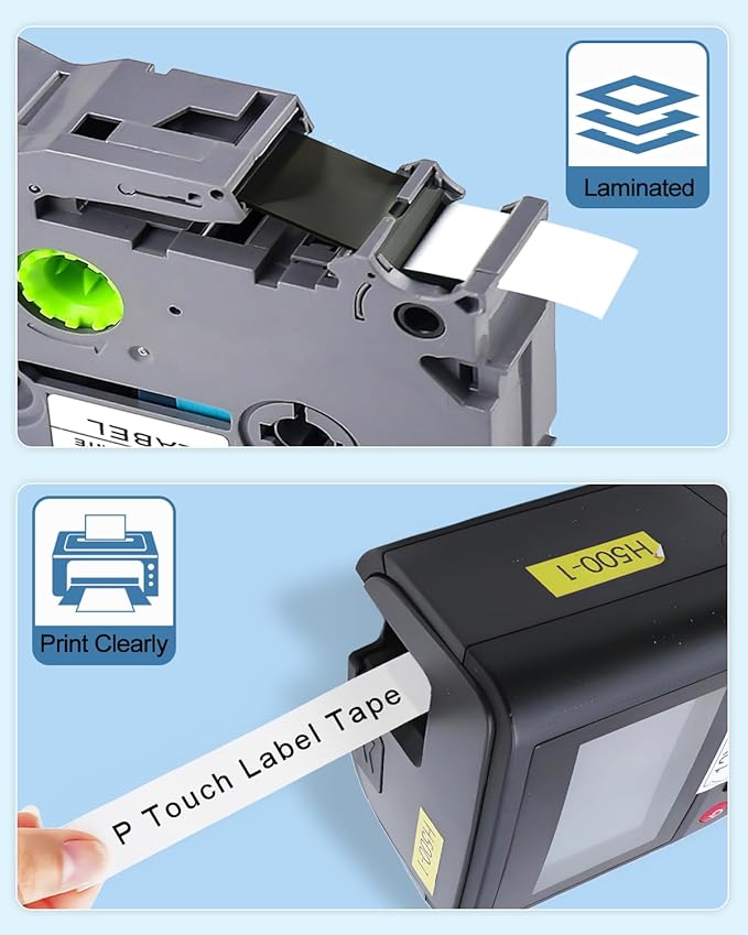 Label Maker Tape Refill 12mm 0.47 Laminated White Replace for Brother P-Touch Label Tape TZe TZ TZe-231 TZe231 Compatible with Brother P Touch PTD210 PTD220 PTH110 PTH111, Black on White, 6 Pack