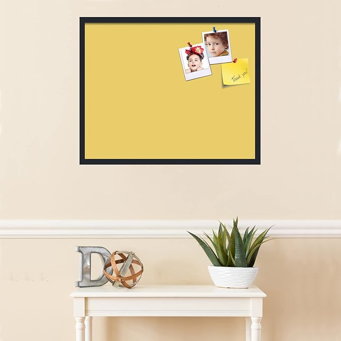 PinPix 30x24 Inch Cork Bulletin Board. This Decorative Framed Pin Board Comes with Honey Pastel Design and a Satin Black Frame. Ideal for Home Office Decor or Message Board (PinPix-1810)