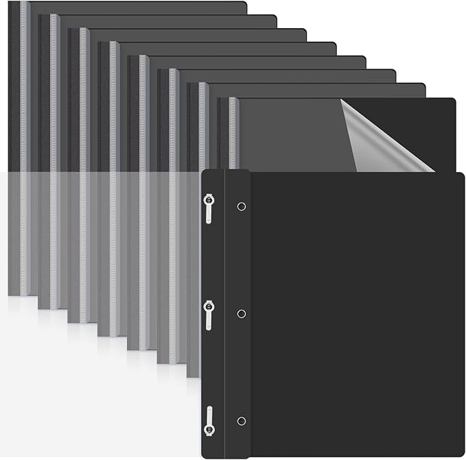 Teling 48 Pcs Clear Front Report Covers with Prongs Plastic Presentation Folders 3 Prong Resume Portfolio Folder for School(Black)