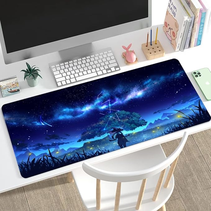 RTGGSEL 31.5x11.8 Inch Non-Slip Long Extended Large Gaming Mouse Pad with Stitched Edges XL Laptops Keyboard Mouse Mat(Starry Sky)