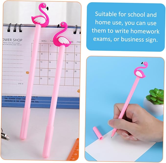 20Pcs Flamingo Gel Pens Fine Tip Cartoon Writing Pens for Students School and Home Use with Ink Capacity and Design