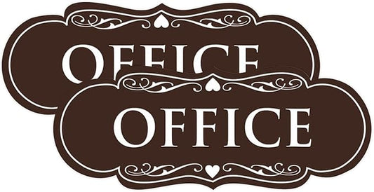 All Quality Designer Office Sign | Easy Installation ‌ - Dark Brown - Medium (2 Pack)