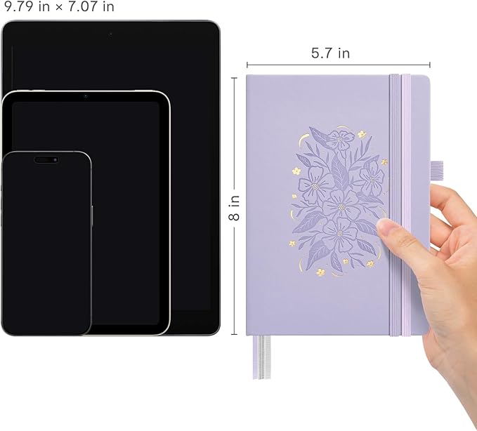 &And Per Se Lined Journal Notebook for Women&Men with Pattern, 365 Pages, 5.7'' x 8'' 100GSM Thick Paper, A5 Journals for Writing (Lavender)