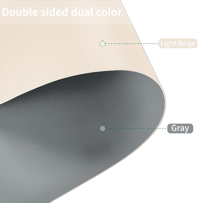 Table Top Protector for Dining Room Table - Can Be Used On Both Sides Waterproof and Easy to Clean Good Flatness Used for Dining Table(Off White+Light Gray 44x84)