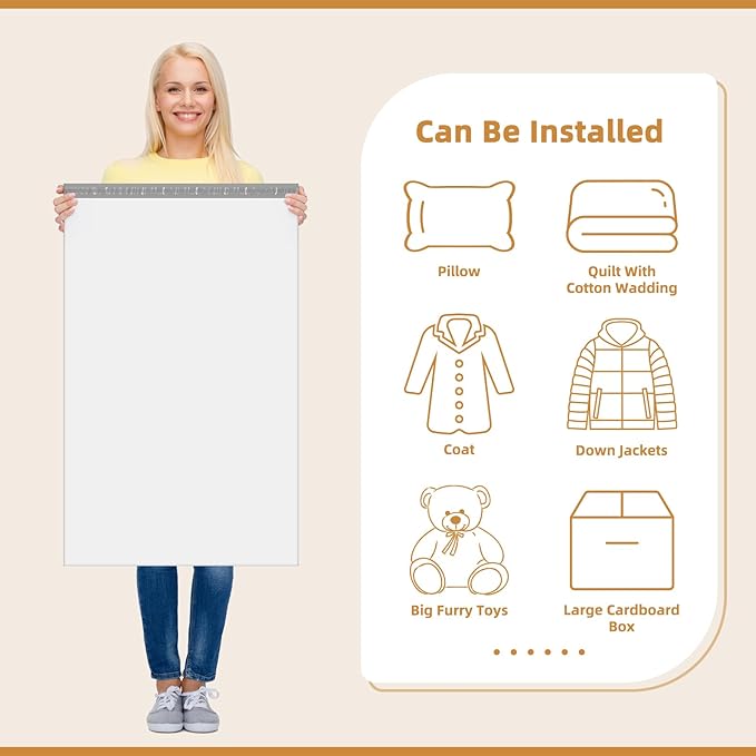 Fuxury 250 Pcs 24x36" Poly Mailers,Waterproof Mailing Envelopes for Clothing, Strong Adhesive Poly Shipping Postage Bags for Small Business(White)