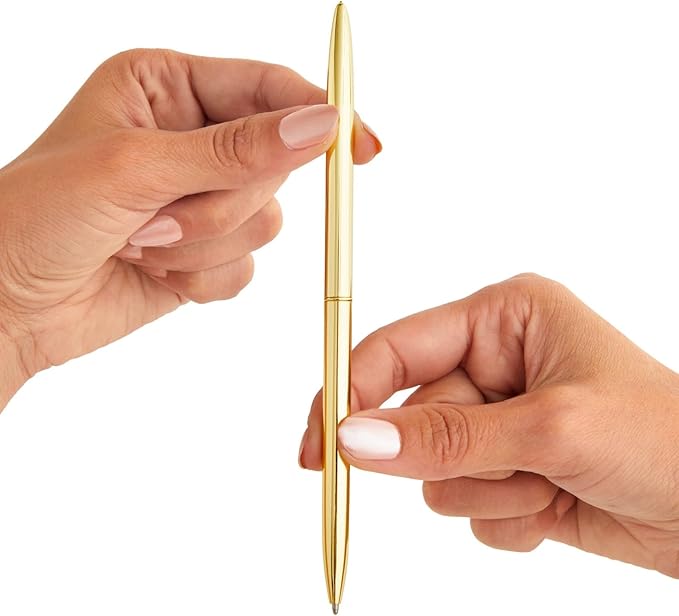Juvale Gold Ballpoint Pens - Pack of 12, 1 mm Medium Point, Black Ink - Metal Twist-Action Design for Consistent Ink Flow - Pens for Wedding Guest Book & Gold Office Supplies