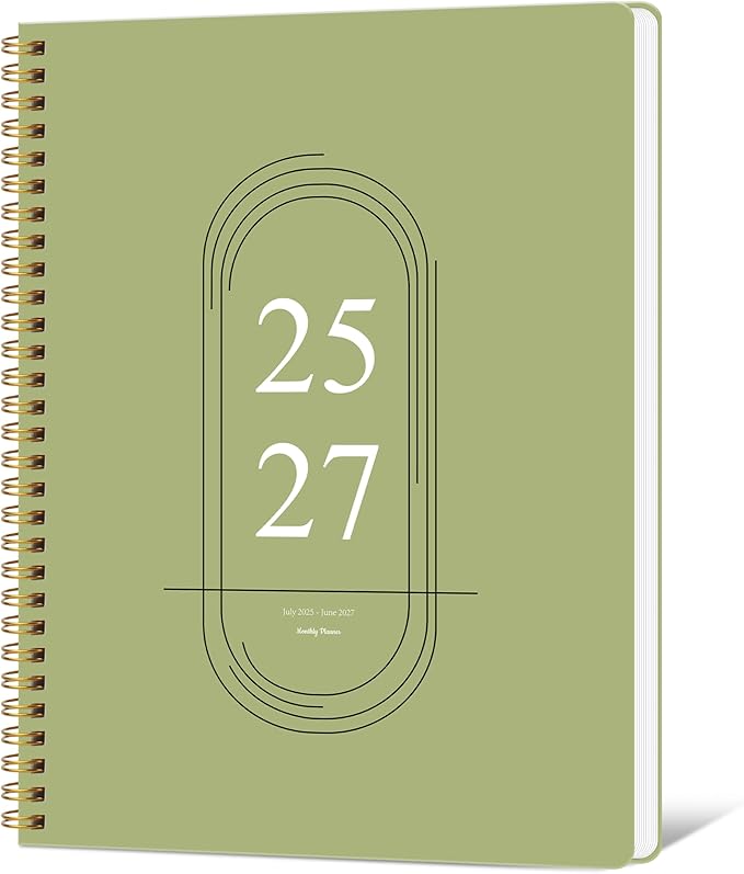 Monthly Planner 2025-2027 - 2 Year Monthly Planner Calendar 2025-2027, July 2025 - June 2027, 8.5" * 11", 24 Months Calendar Planner with Waterproof Cover＆Spiral Bound, for Office, School Home Planning - Green