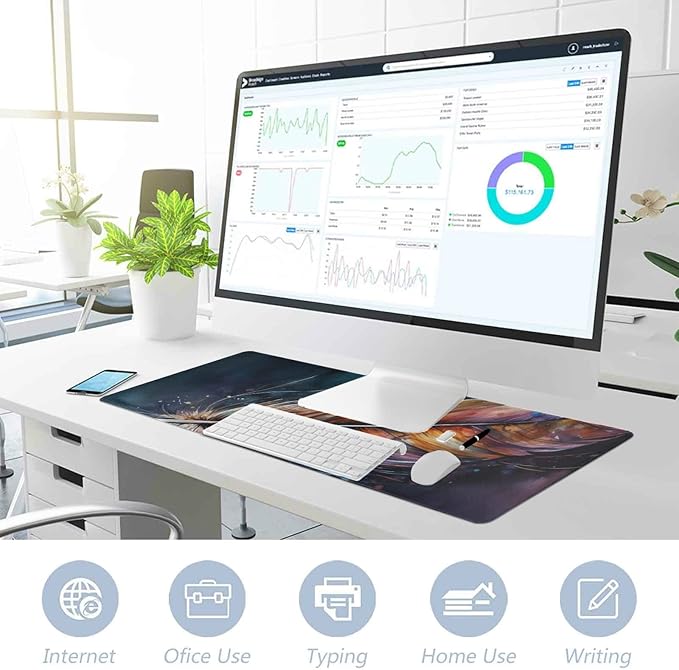 Colorful Feather Mouse Mouse Pad - Non-Slip XL Gaming Mat for Office and Home, 31.5 x 11.8 Inch