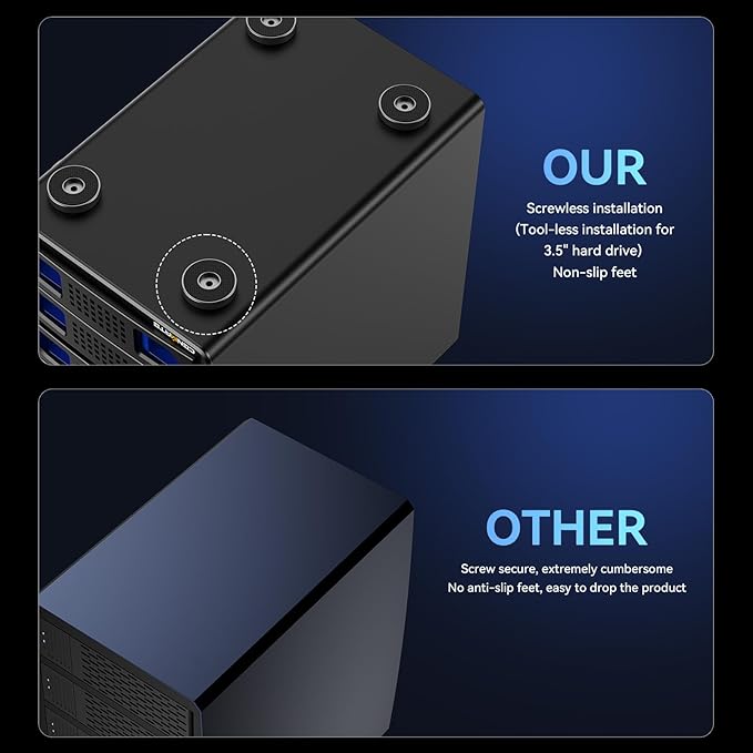 6 Bay Hard Drive Enclosure with Cooling Fan for 2.5“/3.5" SATA HDD/SSD with USB A/C 3.0, Support Hot Swappable, Daisy Chain Expansion, Tool-Free HDD Enclosure, DAS(NO RAID/NAS)