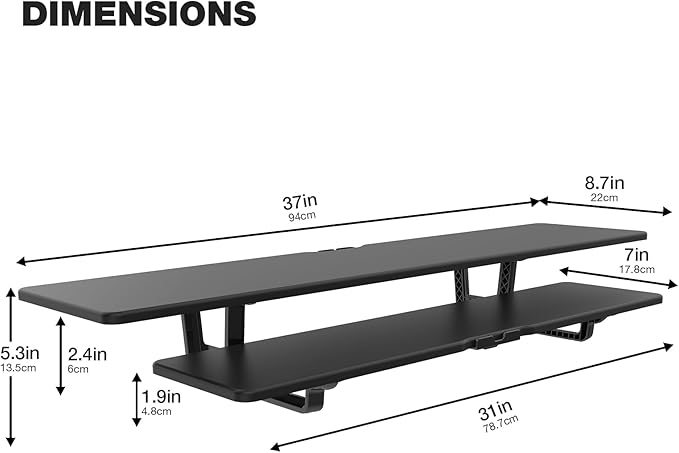 Dual Monitor Stand, 2-Tier Wood Monitor Riser with Storage Organizer and Cable Management, Black