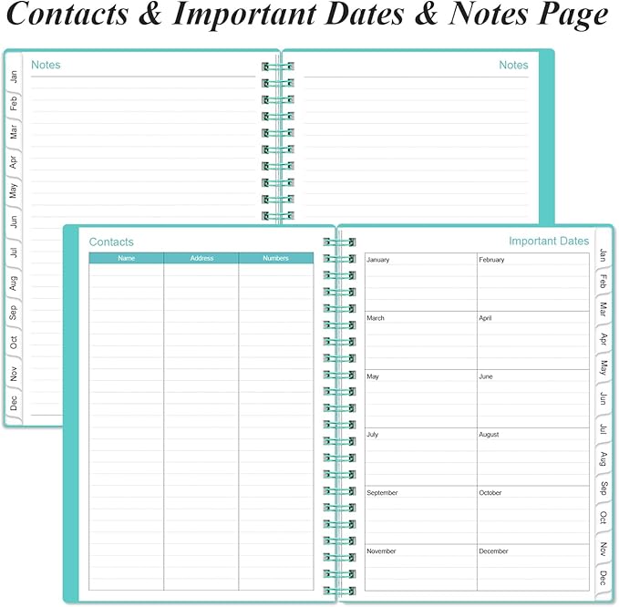 2026 Planner - A5 Weekly & Monthly Planner Spiral Bound, January 2026 - December 2026, with Flexible Cover, Tabs, Inner Pocket, 6.4" x 8.5", Teal