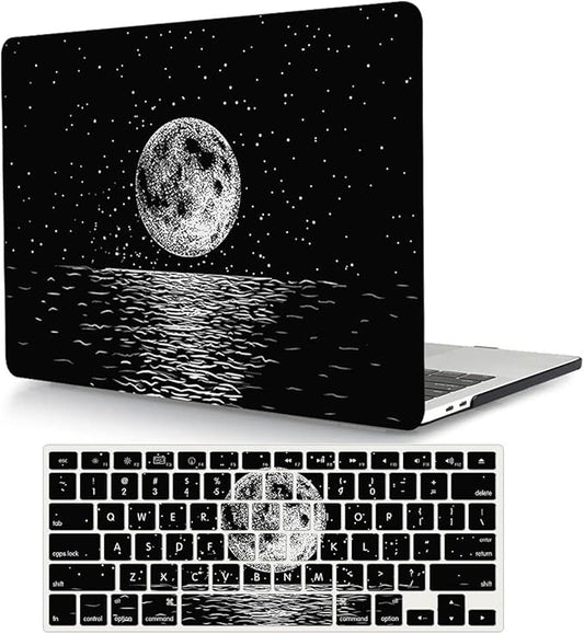 Case Compatible with MacBook Air 13 inch (Models: A1369 & A1466, Older Version 2010-2017), 2 in 1 Plastic Hard Shell Protective Case Cover & Keyboard Protector - Moon