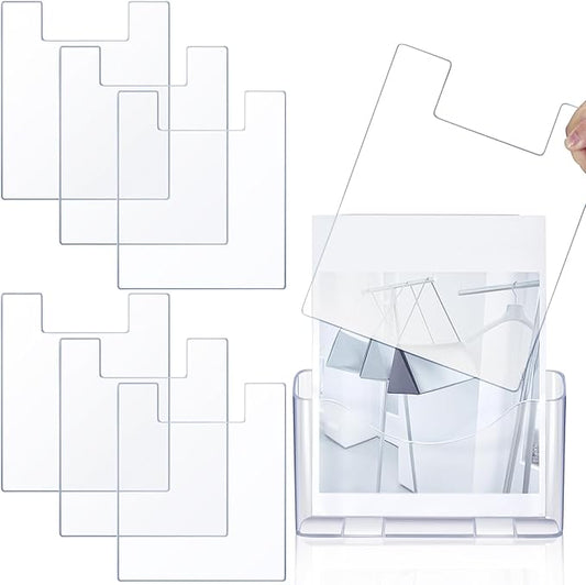 8'' x 10'' Clear Acrylic Literature Shield for 8. 5'' x 11'' Brochure Magazine Holders Clear Brochure Holders Shield to Keep Papers from Falling Forward for Marketing Store Shopping Office(6 Pcs)