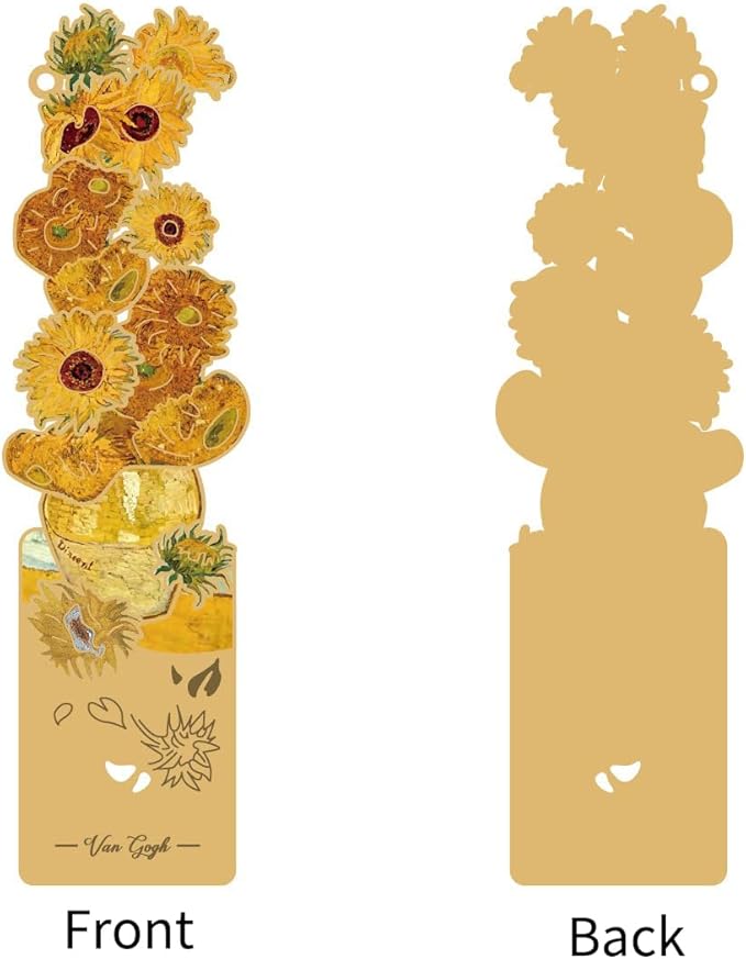 Metal Bookmarks, 4 Pack Floral Design with Tassels, 4.5 x 1.1 inches, Yellow Vintage Art Book Accessories Bookmark for Readers