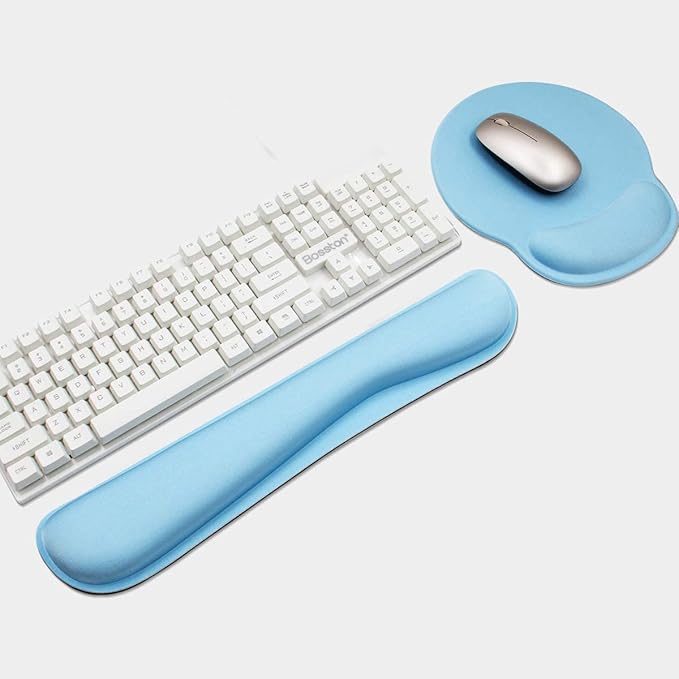 Ergonomic Keyboard Mouse Pad Wrist Rest Support Set for Laptop/Computer/Desktop,Memory Foam Hand Rest Wrist Cushion for Gaming/Office,Lightweight Comfortable & Pain Relief (Blue)