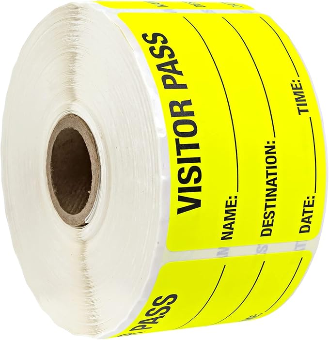 Chartreuse Visitor Pass / 500 Fluorescent Yellow ID Labels/Safety Identification Badge Stickers