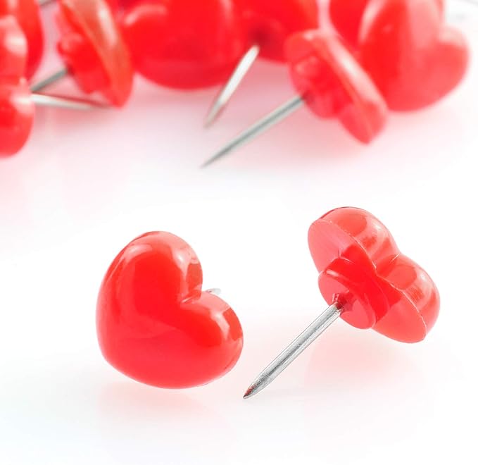 100pcs Heart Shape Push Pins for Home School Office Notice Board Cork Board,Cute Thumbtacks Tacks Decorative Pushpins Accessories Supplies(Pink +Red)