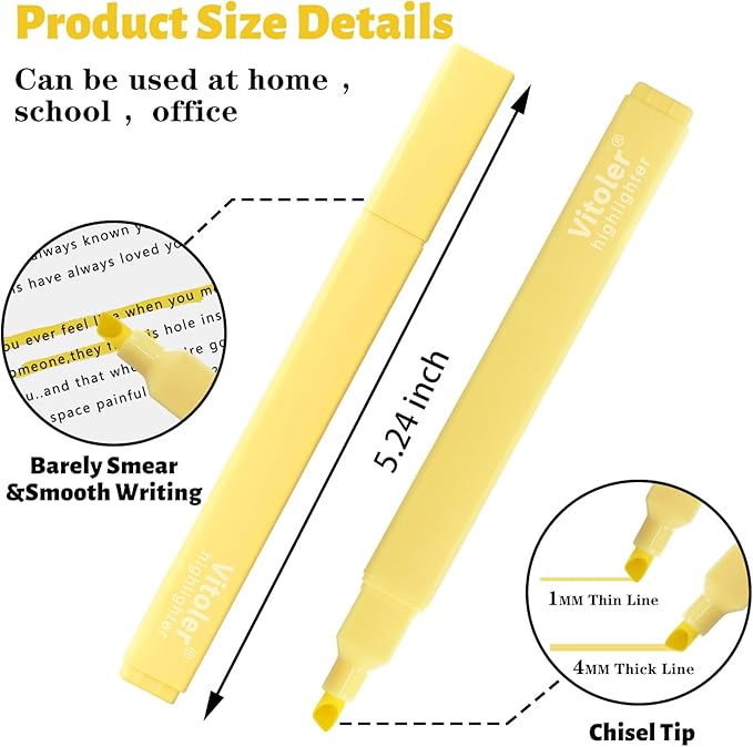 Highlighters, 8 pcs Aesthetic Pastel Highlighters, Chisel Tip Book Highlighter, Candy Colors, No Bleed Bible Highlighter Assorted Colors