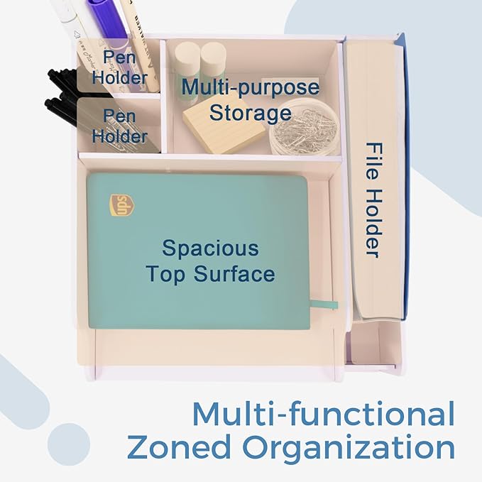 SONGWAY Desk File Organizer and Accessories - 3 Tier Paper Organizer with Horizontal and Vertical File Folder Holders, Paper Letter Tray, Desk Organizers and Storage for Home Office School