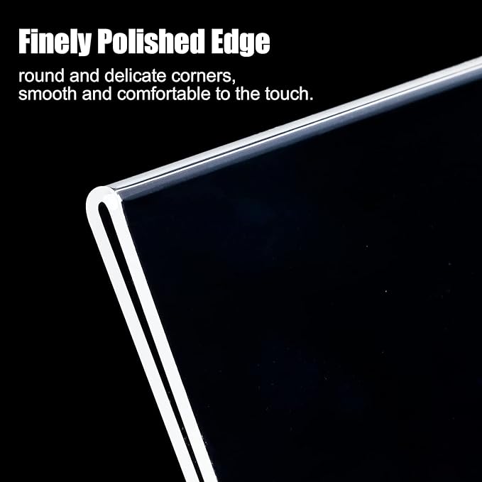 6pack 8.5x11 Acrylic, L Shape Clear Plastic, Menu Holder, Unbreakable Table sign holder for Restaurant, Office, School, Store and Home Use