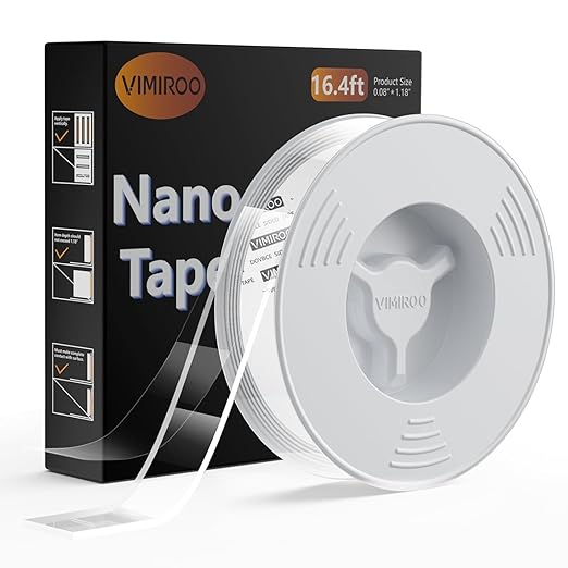 Double Sided Tape Heavy Duty, 16.4FT Nano Tape Extra Large Clear Mounting Tape, Removable Traceless Two Sided Adhesive Tape, Strong Grip Picture Hanging Strips Adhesive Poster Carpet Tape